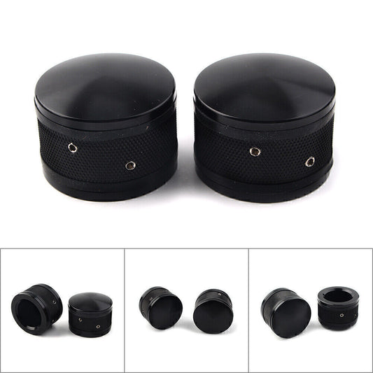 Fit for Harley Sportster Softail Road King CNC Front Axle Nut Cover Cap Black 2pcs