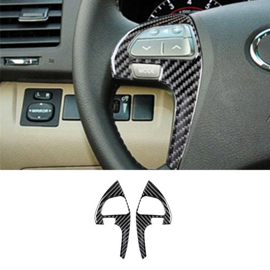2pcs Carbon Fiber Steering Wheel Buttons Trim for Toyota Highlander 2008-2013