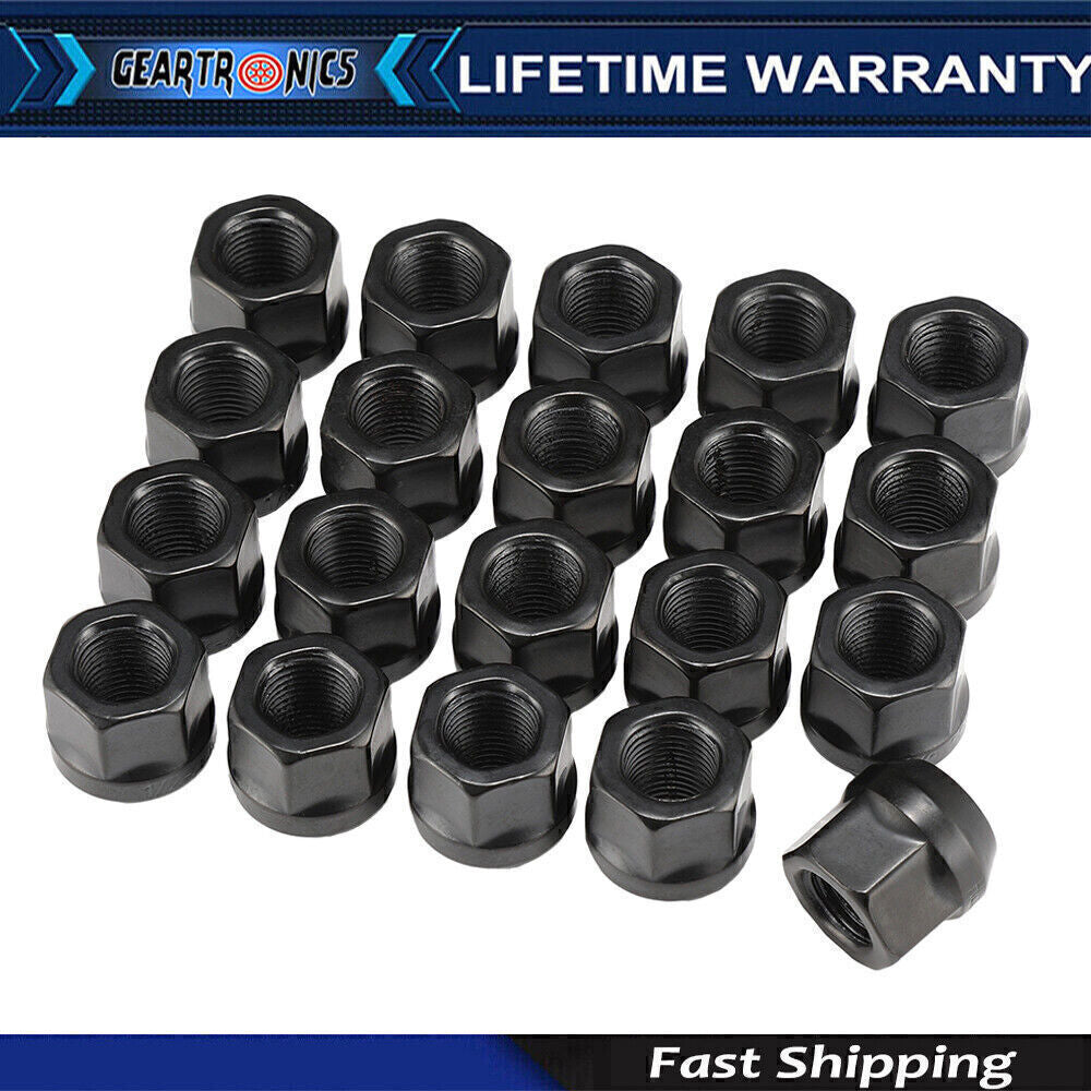 20x Set OPEN END LUG NUTS BULGE ACORN 1/2X20 WHEEL NUT BLACK FINISH for FORD