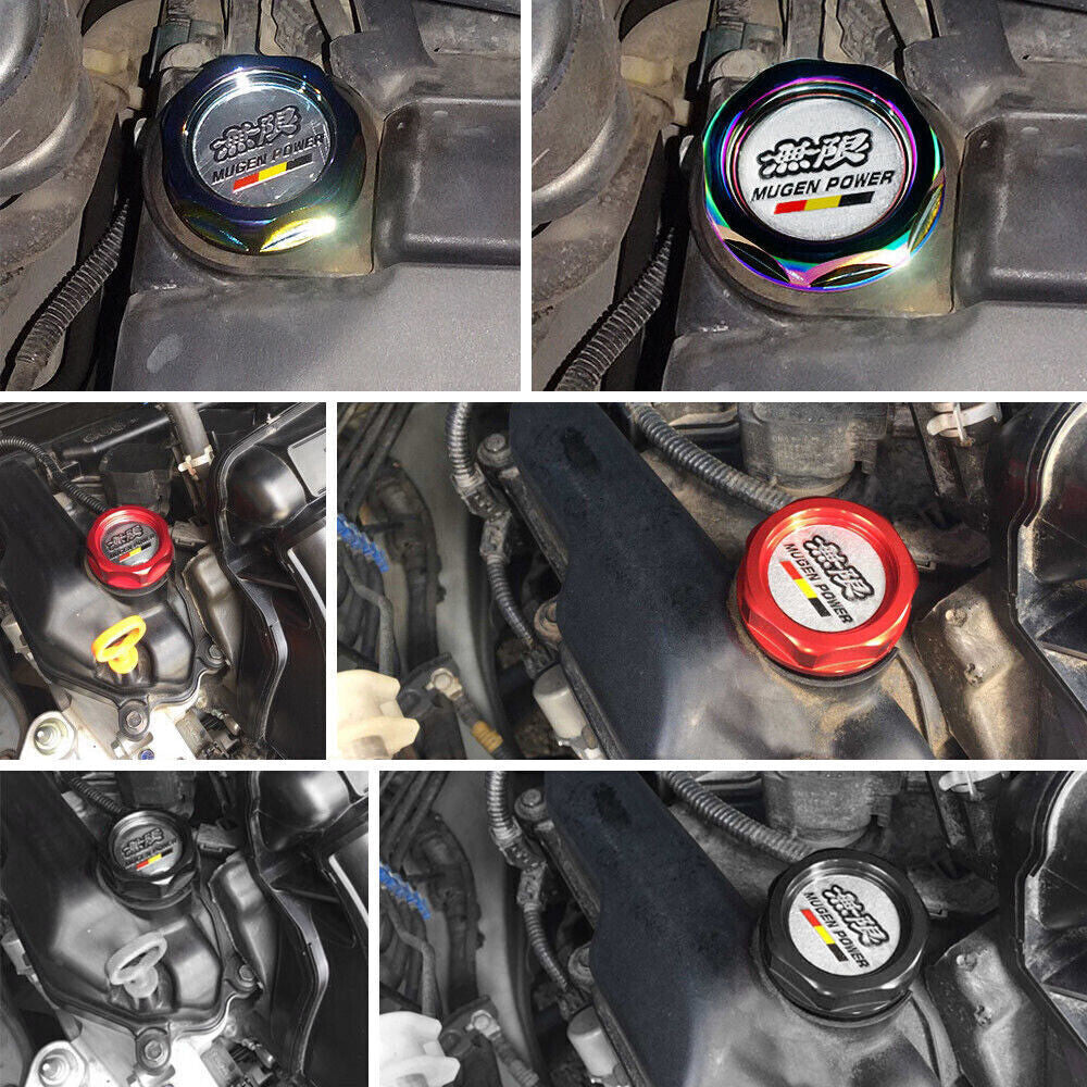 JDM Red Engine Oil Filler Cap + Radiator Cap + Battery Tie Down for Honda for Acura