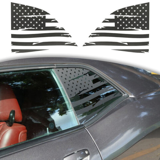 2pcs/set Flag Carbon Fiber Rear Color Side Window Decal for Challenger 08-24