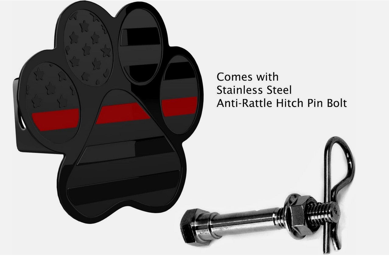 Car mount plug cap tow receiver 2.5 inch dog paw pin bolt black and red  for ford