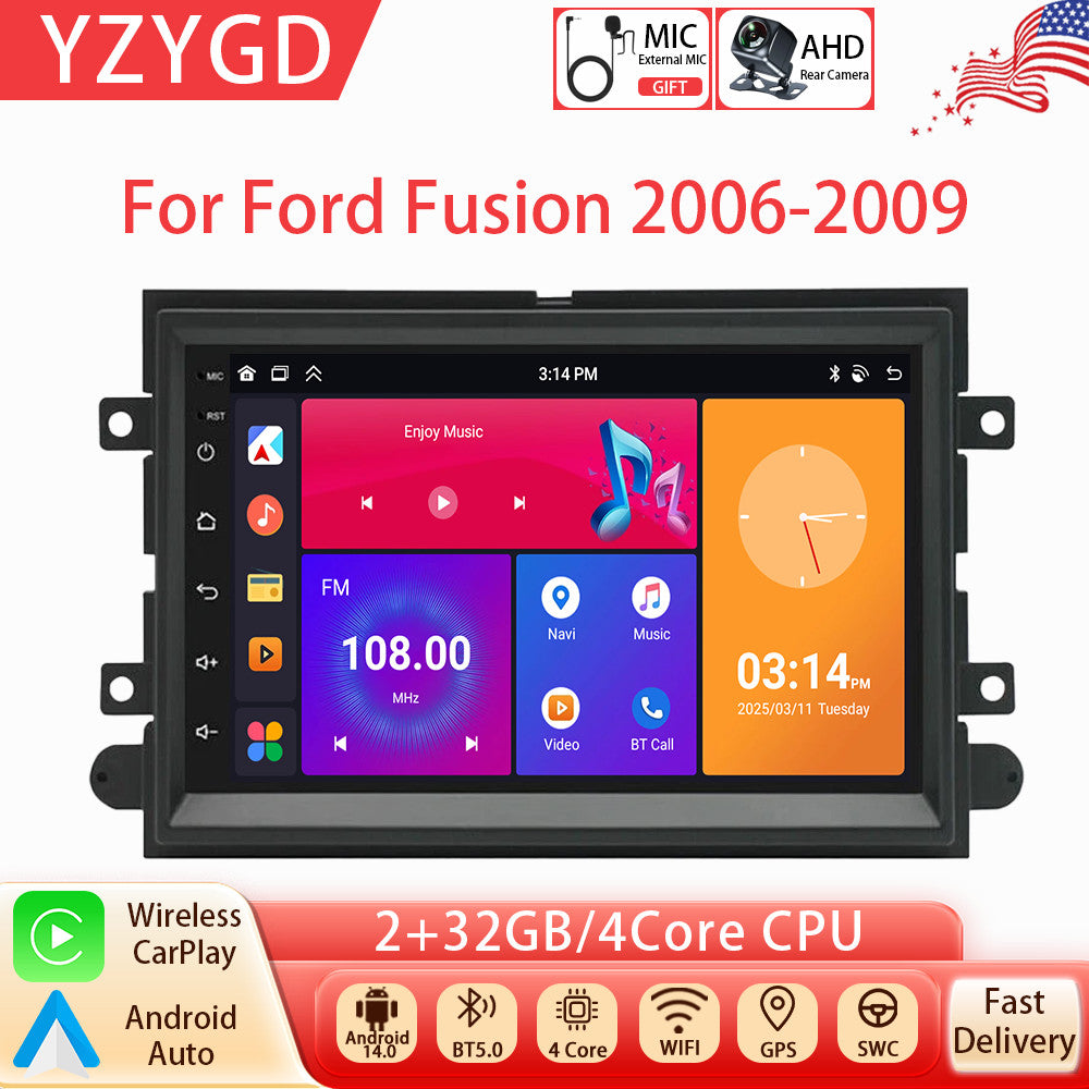 Android Auto Carplay for Ford Fusion 2006-2009 Car Stereo Radio GPS Navi Screen