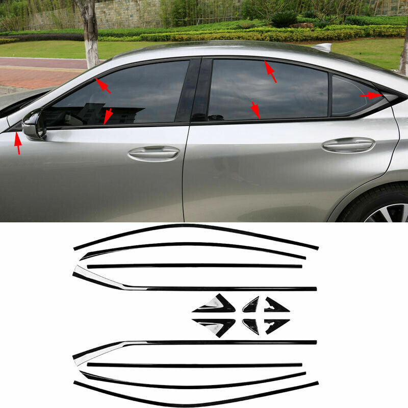 for Lexus ES250/350/300h 19-22 Glossy Black Door Window Frame Sill Molding Trim