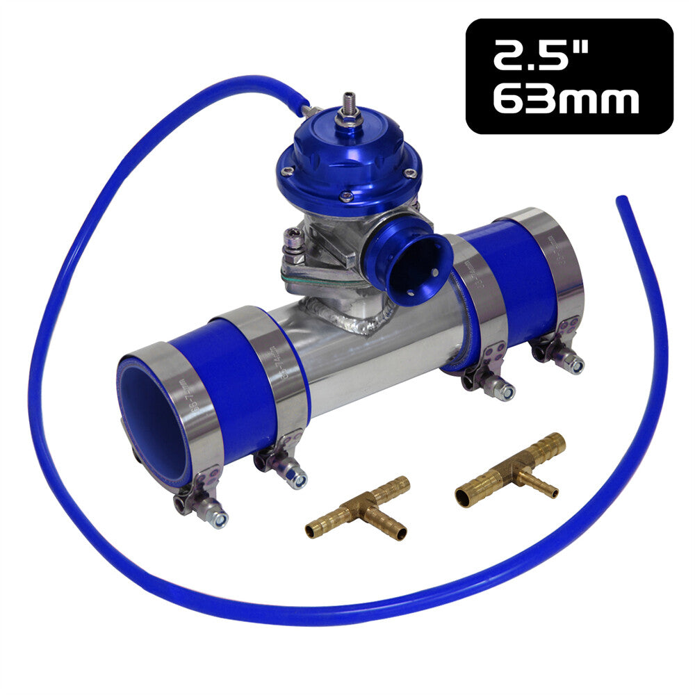 30PSI Blow Off Valve BOV +Type RS 2.5 Flange Pipe Adapter Silicone Hose Kit BL