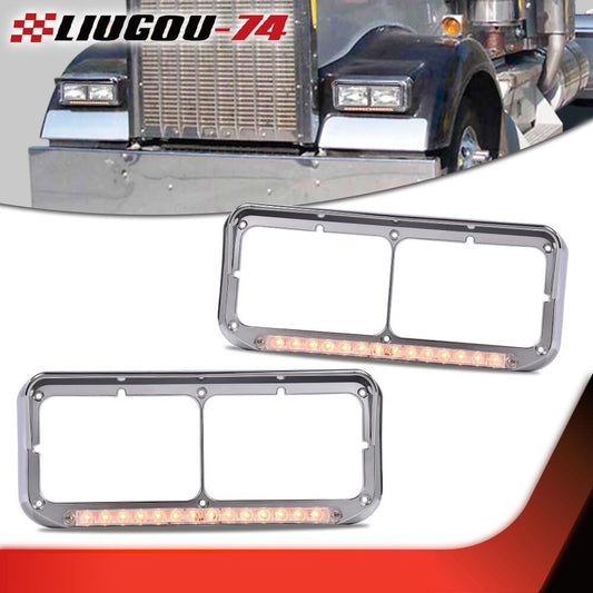 Suitable for dual rectangular 4x6 headlights - clear lens headlight bezel with 1 pair of visors