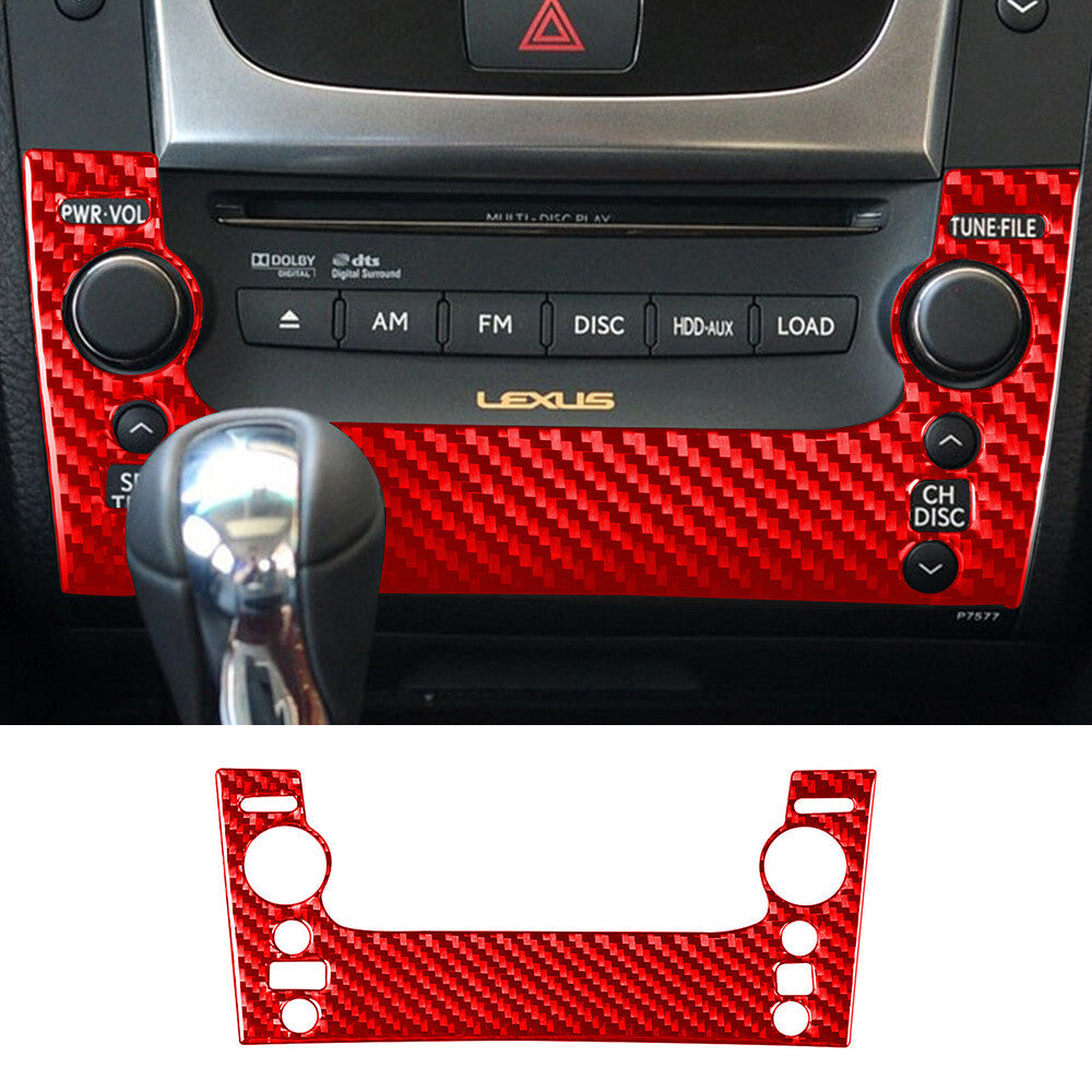Red Carbon Fiber Inner CD Panel Switch Button Panel Trim For Luxus GS 2006-2011