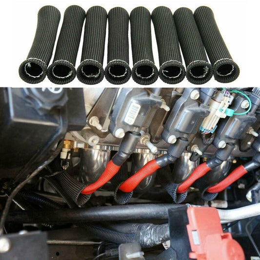 Car Cord Heat Shield Thermal Cover Fiberglass Insulator Spark Plug Wire Boot BK
