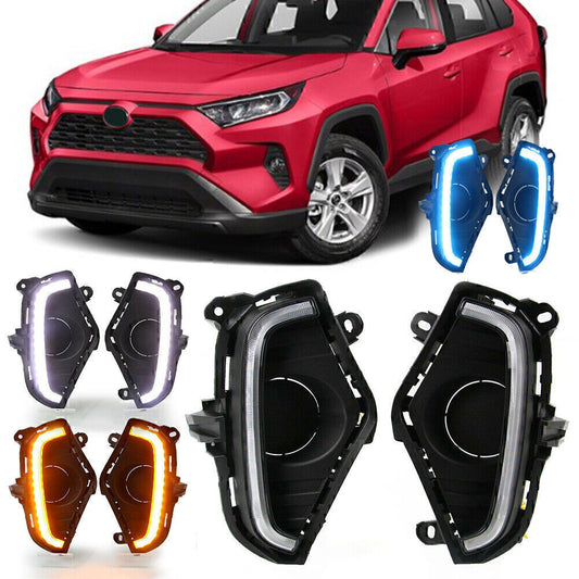 2X LED DRL Daytime Running Turn Signal Lamp 3 Colors For 2019-2020 for Toyota RAV4