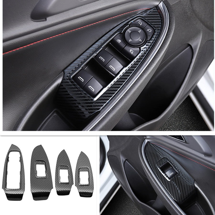 for Chevrolet Malibu 2016-2022 Window Switch Panel Cover Set Carbon Fiber Look