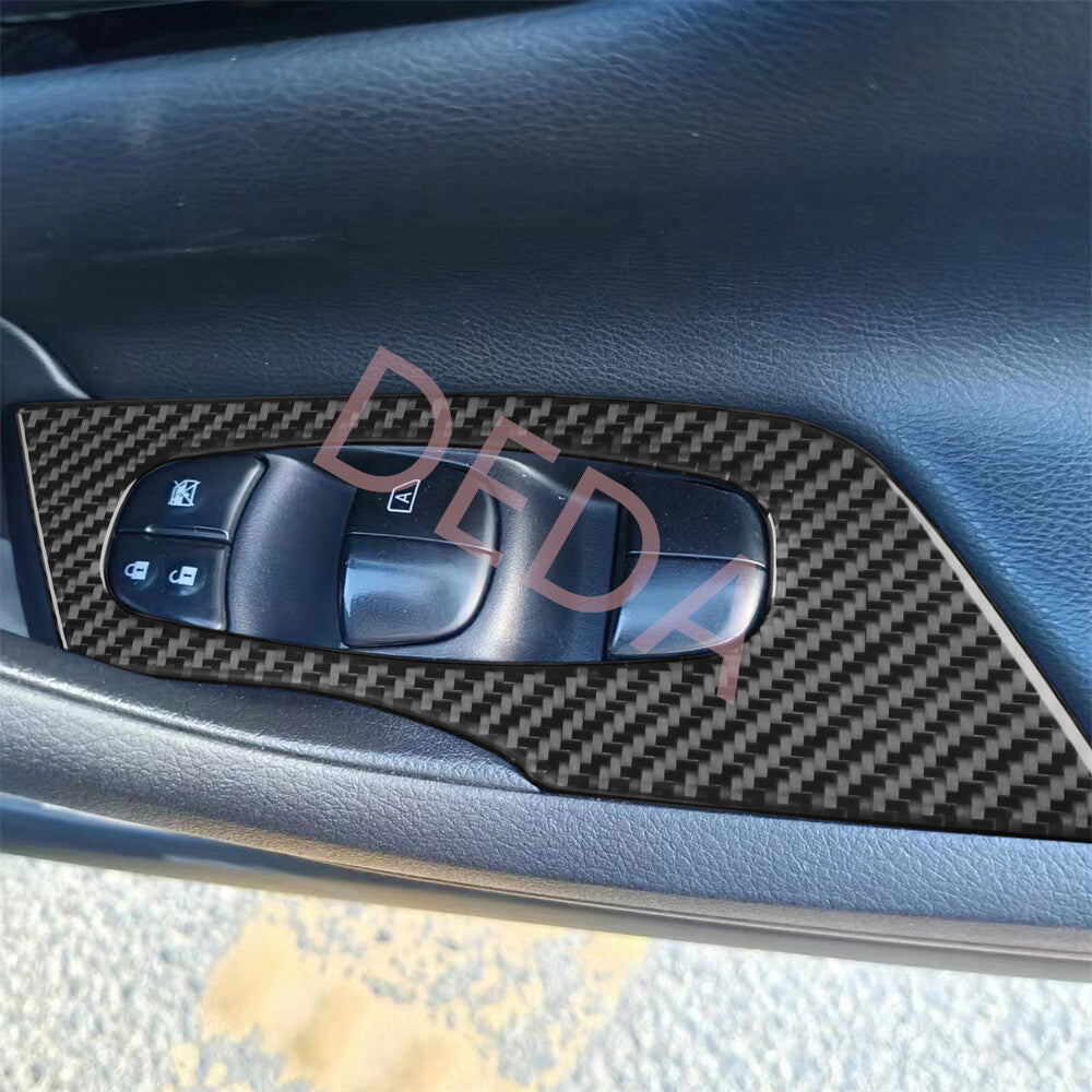 RHD Carbon Fiber Window Lift Switch Button Cover for Nissan Altima Teana 2013-18