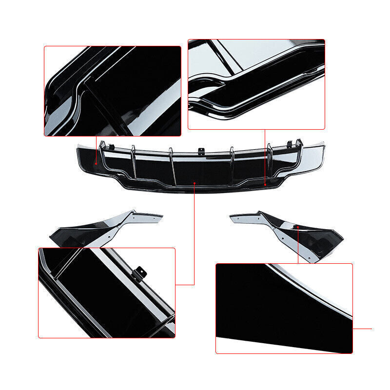 FOR 2017-2023 for TESLA MODEL 3 BLACK PERFORMANCE REAR BUMPER DIFFUSER W/ EXTENSIONS