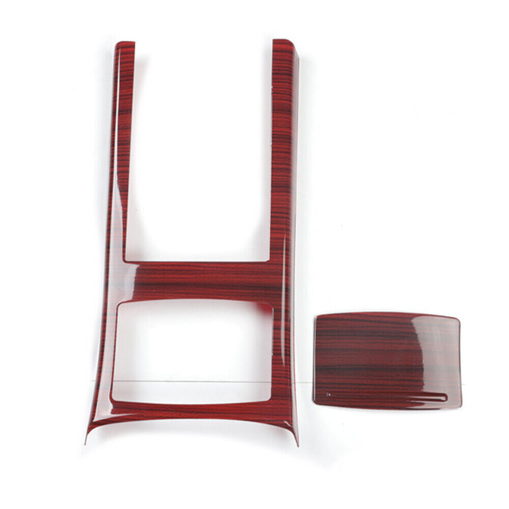 Inner Console Gear Shift Frame Cover Trim 2 Fit for Audi A6L 12-2018 Red Wood