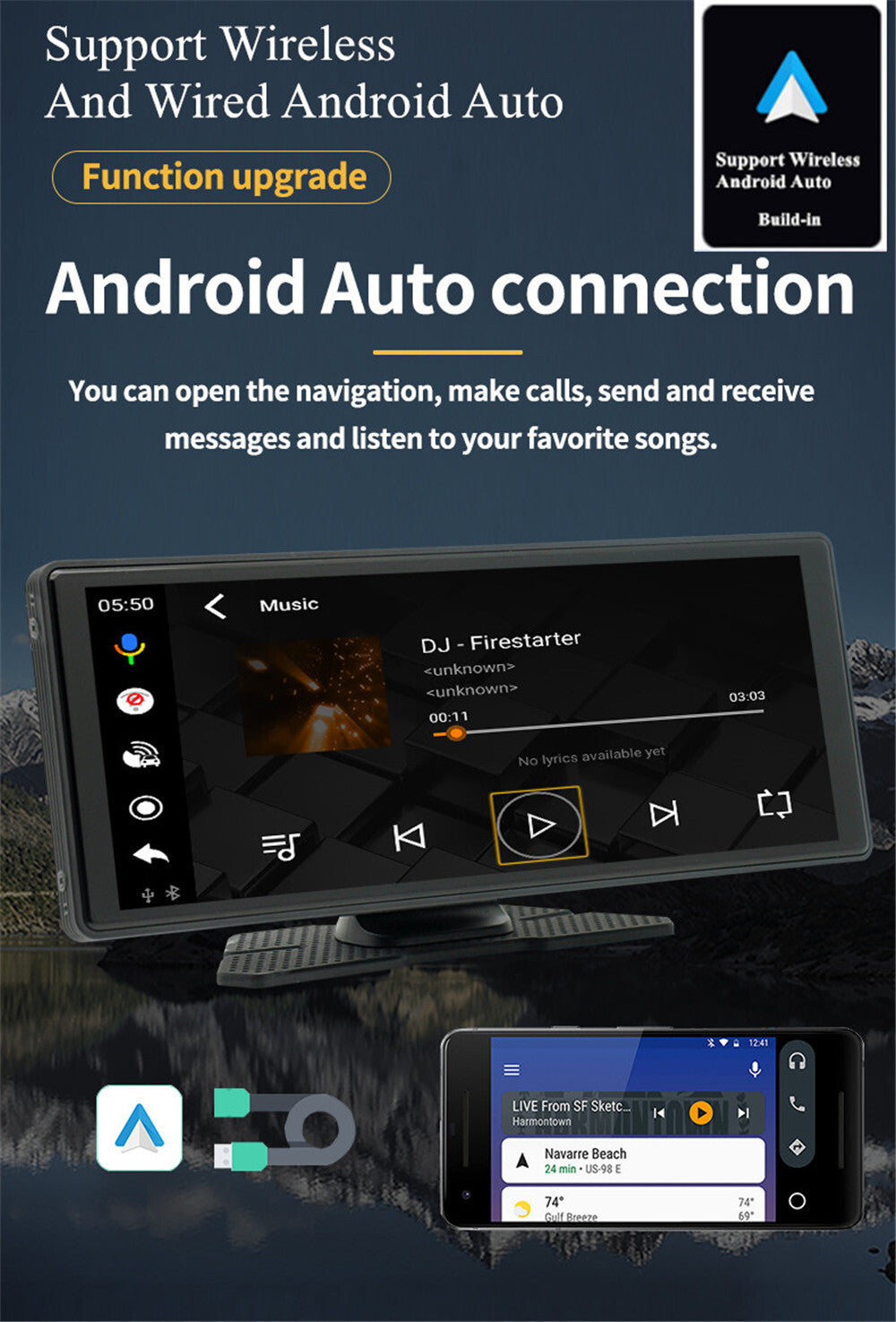 10.26 Portable Touch Screen Car Radio For CarPlay Multimedia Player W/Cam