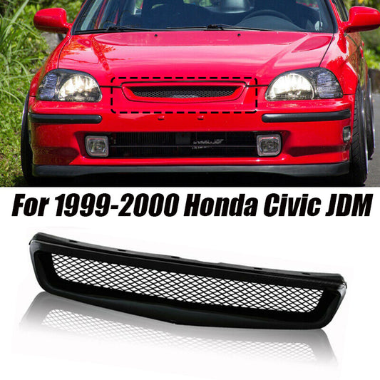 Suitable for 99-00 for Honda for Civic JDM Type-R mesh-style front grille grille in gloss black.
