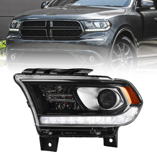 Suitable for 2014-2020 for Dodge Durango Black Trim Halogen LED DRL Headlight Driver Left