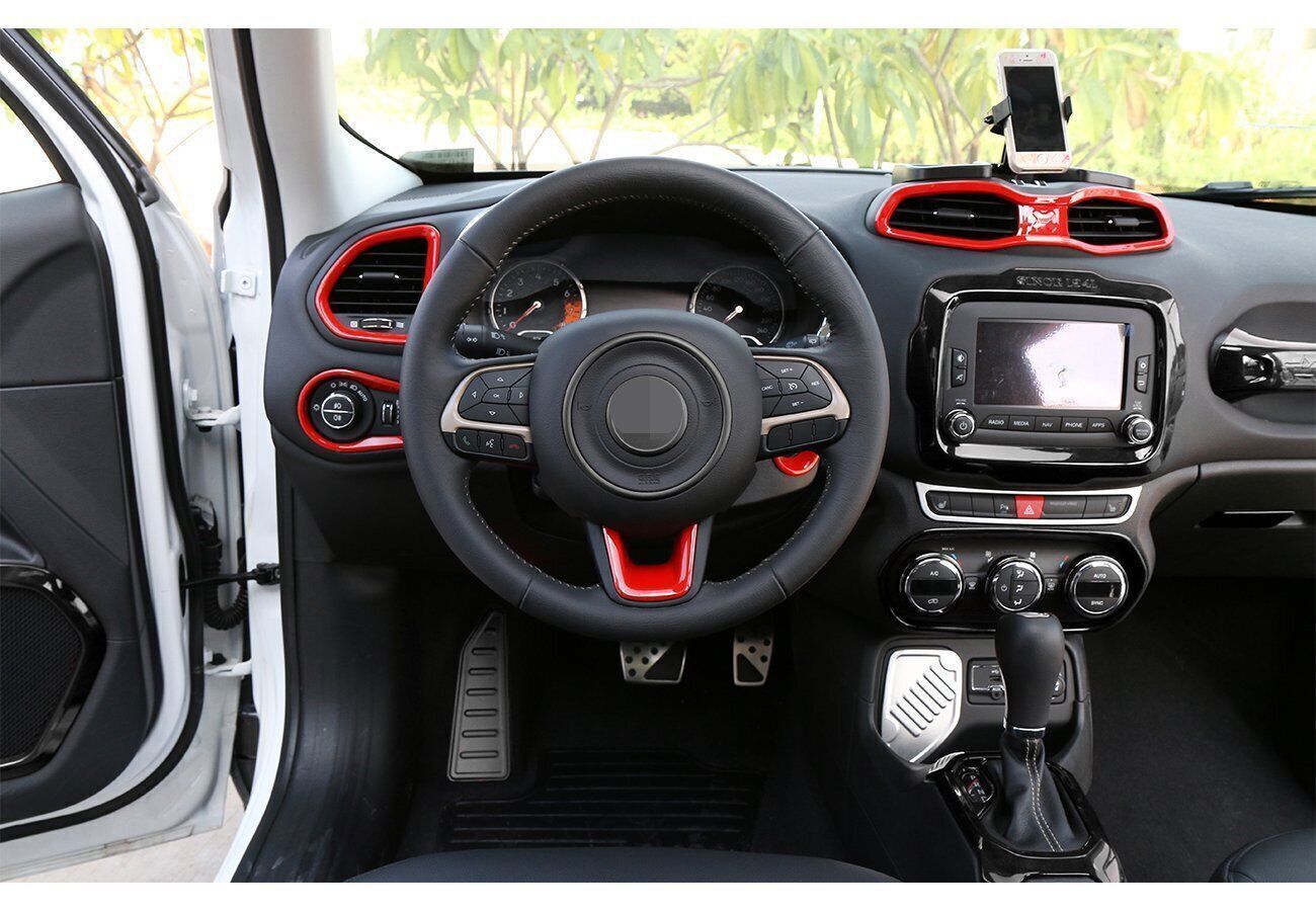 for Jeep Renegade 2016-2023 ABS Red Interior Accessories Full Kit Decor Trim 12x