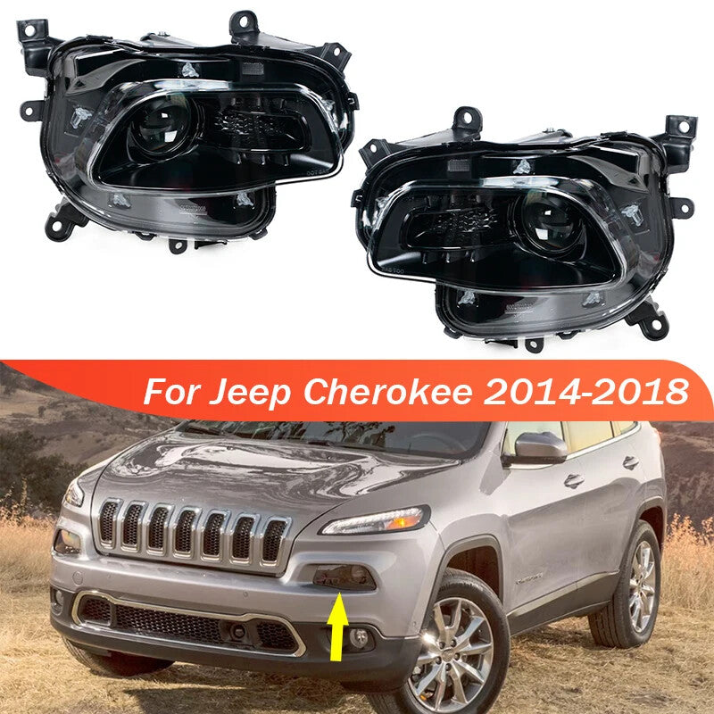 2-piece halogen headlight assembly for 2014-2018 for Jeep Cherokee front bumper