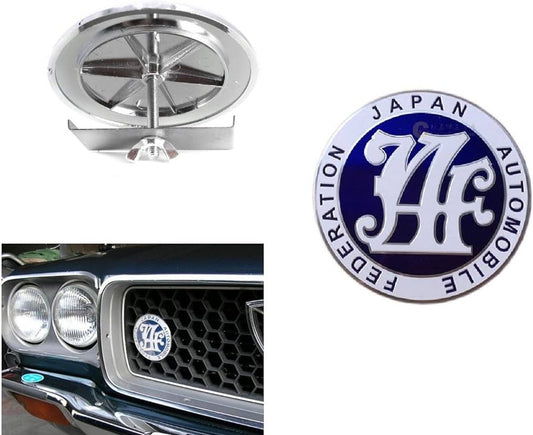 The blue badge on the front grille of the car is from the Japan Automobile Federation and is applicable to for Lexus .