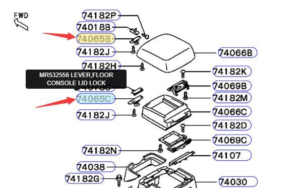 Floor Console Lid Lock Lever fit for Mitsubishi MONTERO 3.5 3.8 Long Wagon 2000-2018