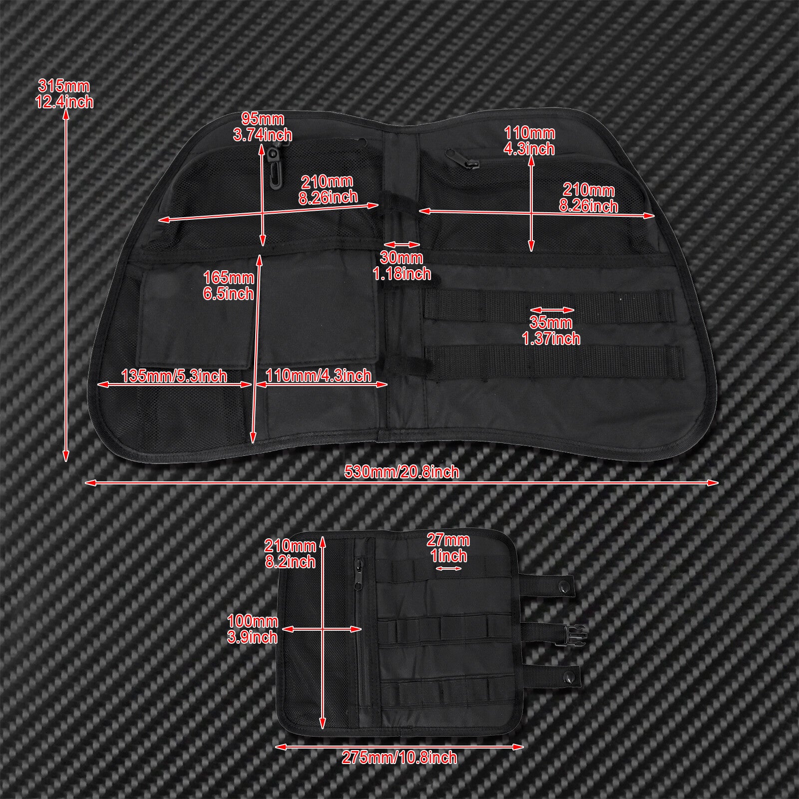 2pcs Saddlebag Trunk Lid Organizer Bag Fit For Goldwing GL1800 Tour 2018-2020