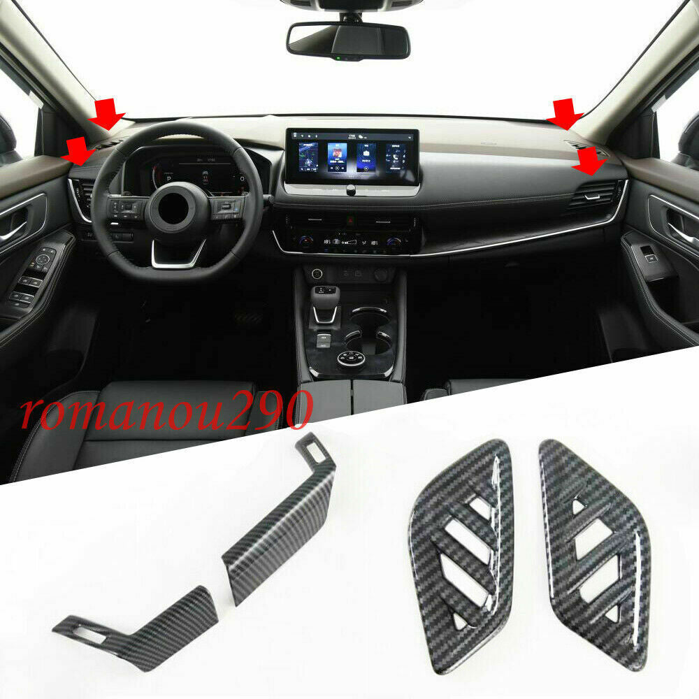 4X for Nissan Rogue 2021-2023 Carbon Fiber ABS Dashboard Air Outlet Cover Trim