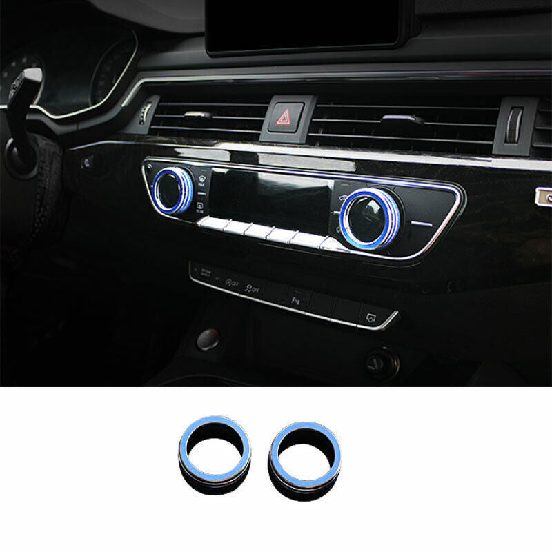 Fit for Audi A4 A5 2020-2024 Blue Aluminum Central Console Ac Knob Cover Trim 2P