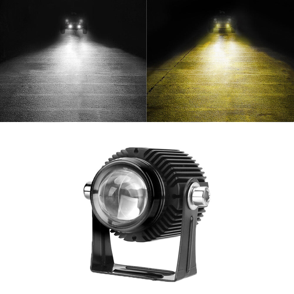 Motorcycle LED Dual Color High Low Beam Headlight Spotlight Fit For Universal