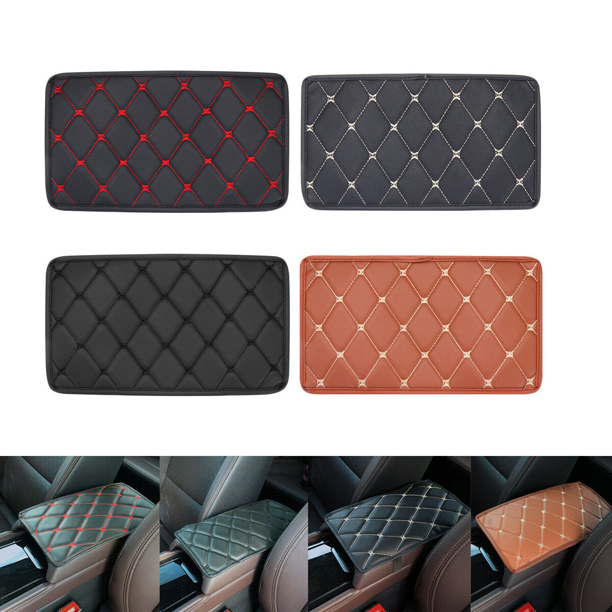Car armrest mat protective cover center console box Pu'er leather backrest cushion accessories