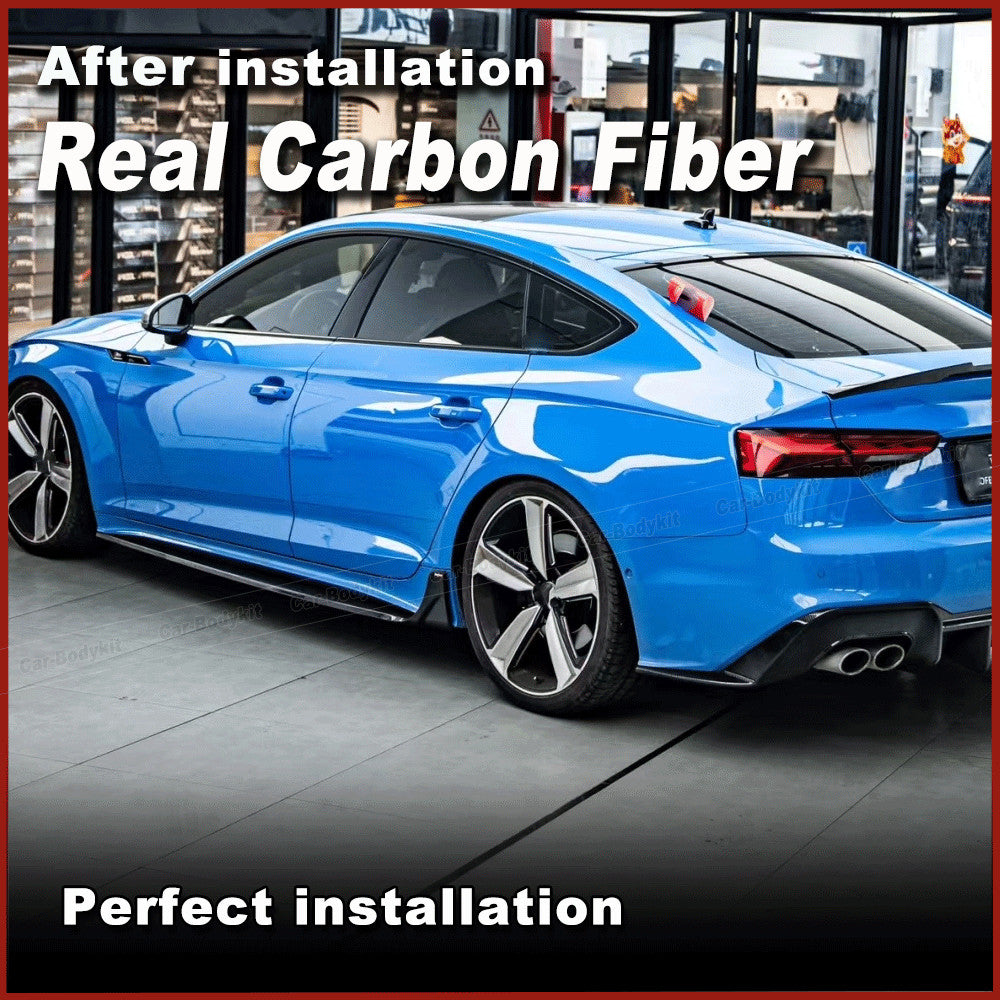Fit For A5 S5 S Line 2020-21 REAL Carbon Fiber Side Skirt Extension Lip Spoiler