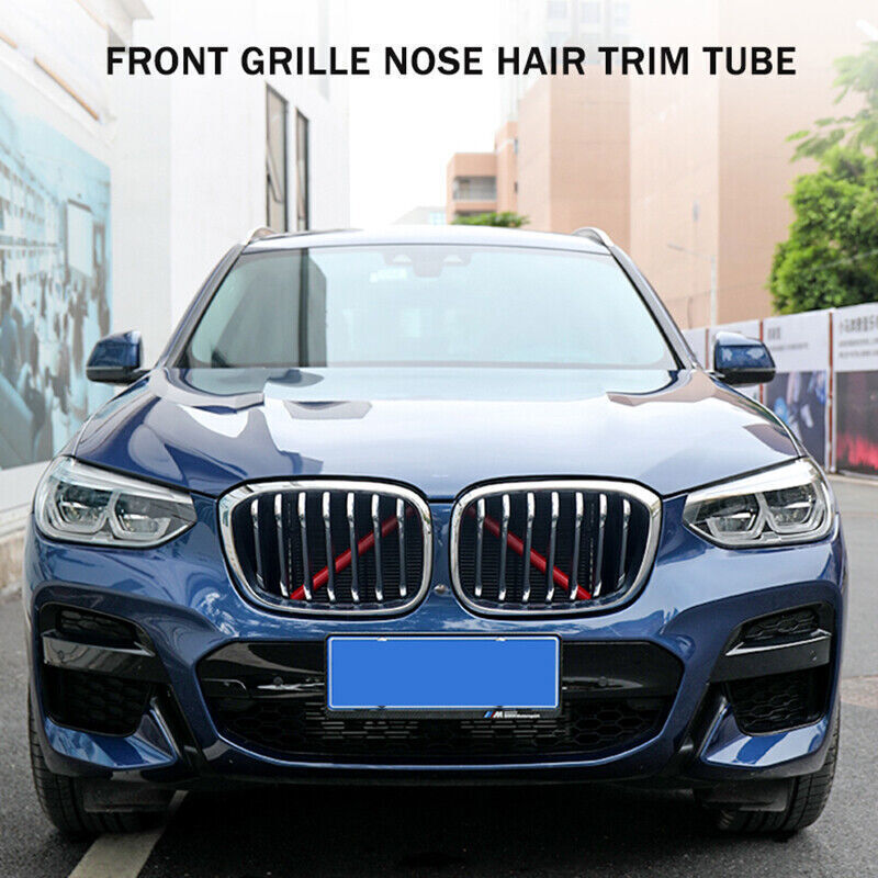 2x Red Car Front V Brace Grill Trim Strips Cover for BMW 3 Series G20/G21/G28