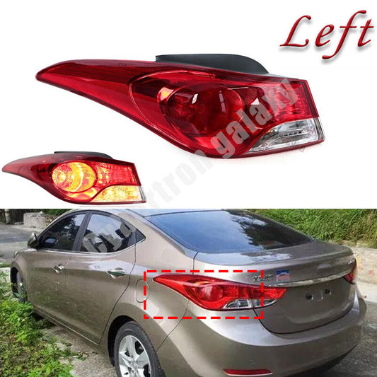 Left for Hyundai for Elantra 2011 - 2013: Exterior taillight assembly and brake light.
