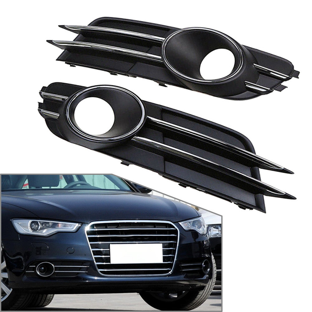 Lower Bumper Fog Light Lamp Grille Cover With Hole 2pcs for Audi A6 C7 2011-2015