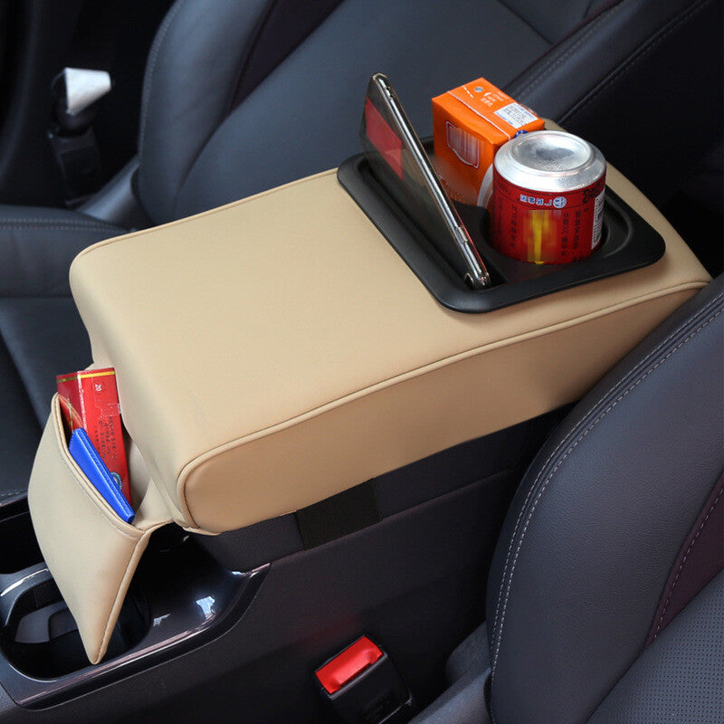 Car armrest cover, backrest cushion, center console armrest mat, storage cup holder, beige