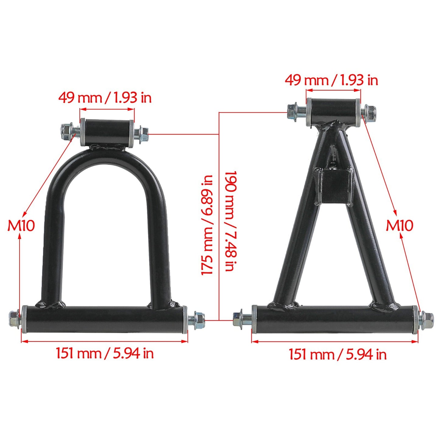 Upper/lower control arms and suspension damping kits for all-terrain vehicles, four-wheeled bicycles, off-road vehicles, go-karts