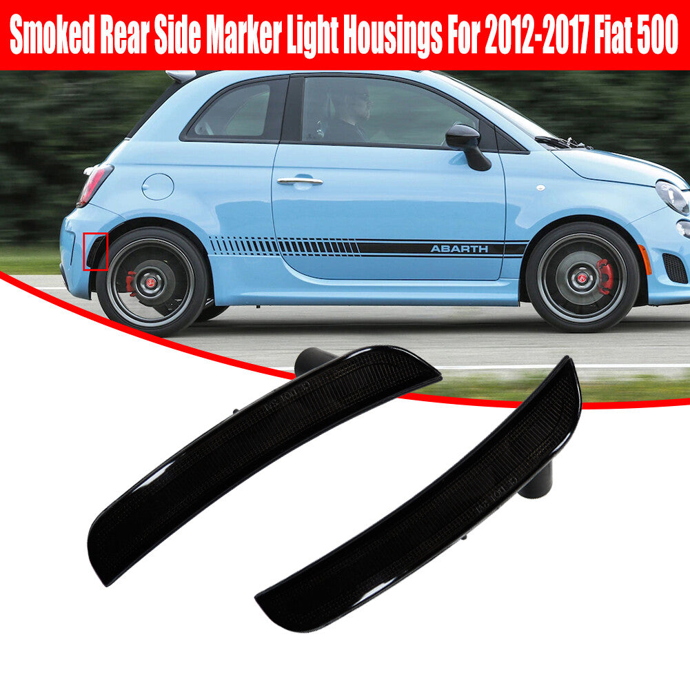 Black lens rear marker light housing cover for 2012-17 for Fiat 500 Pop Lounge