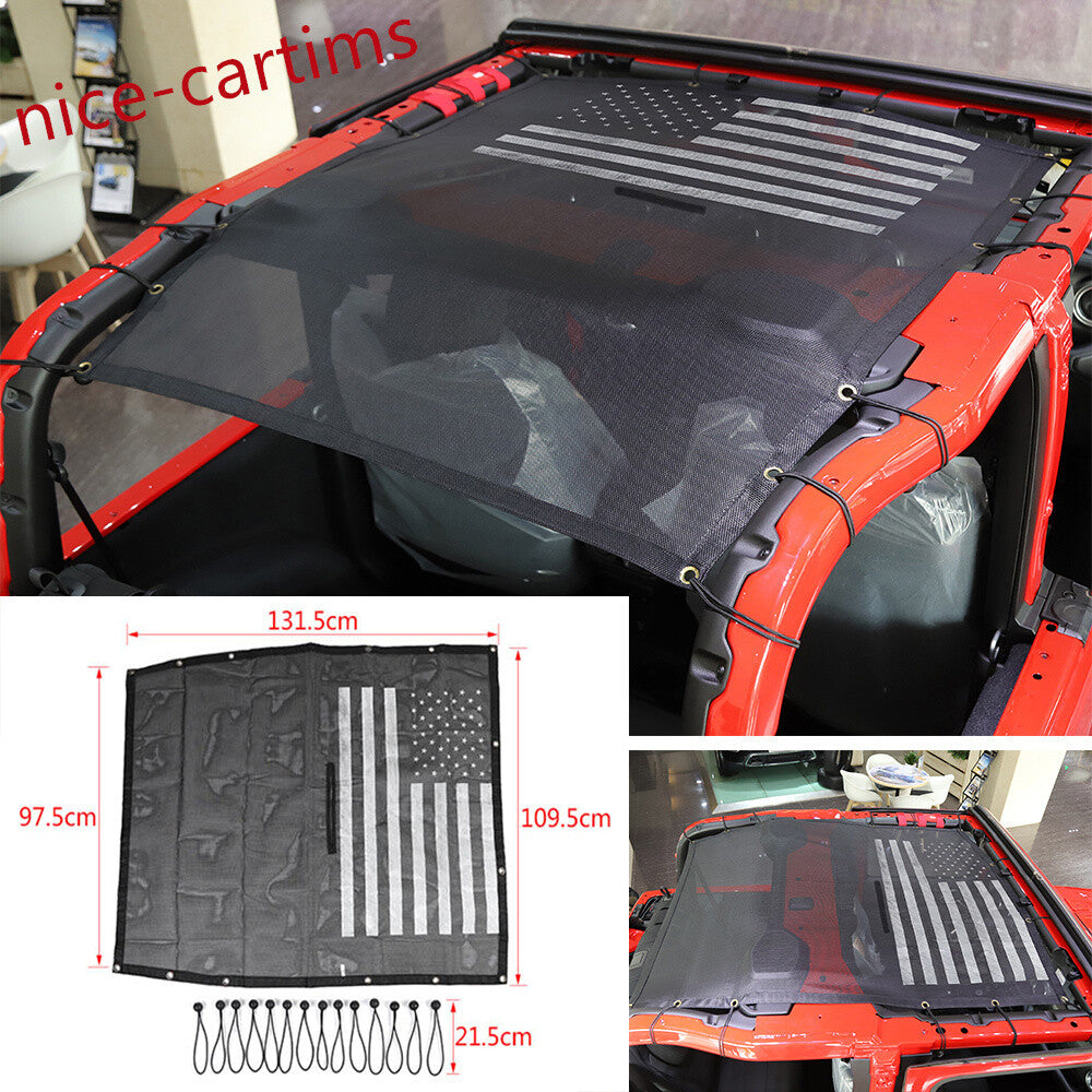 Sunshade Mesh Soft Top Cover UV Protection for Jeep for Wrangler JL 2Door 2018+ Flag