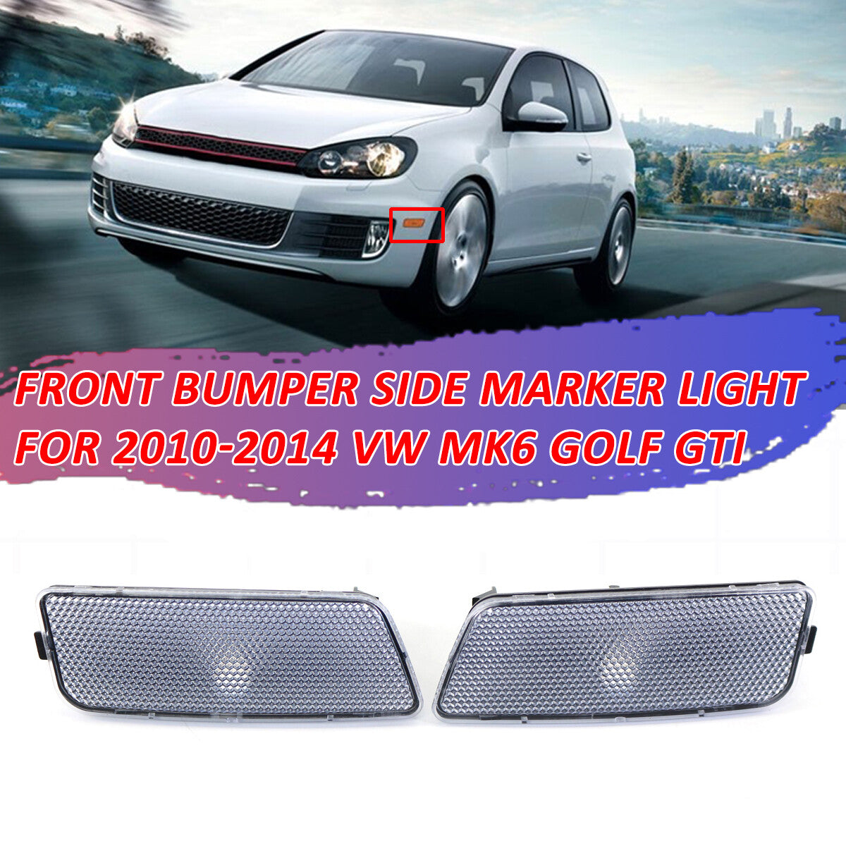 Two front bumper side marker lights for 2010-2014 for Volkswagen MK6 for Golf GTI US version.