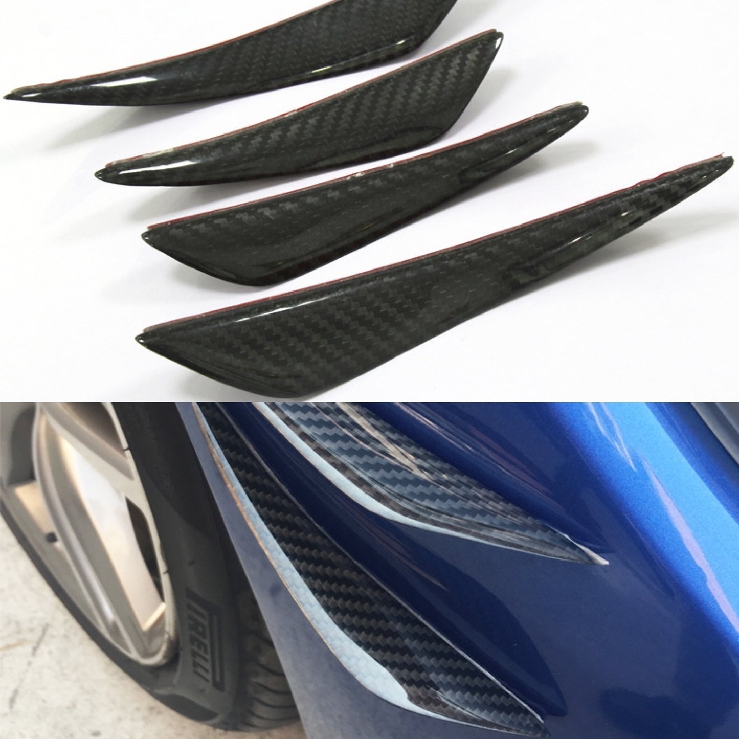 4-piece universal carbon fiber front bumper fender boiler tank modification kit