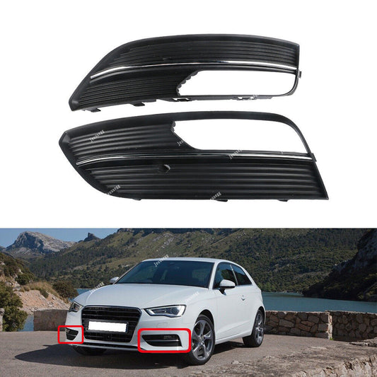 2Pcs Left +Right Chrome Fog Light Lamp Grill Vent Grille for AUDI A3 Hatchback