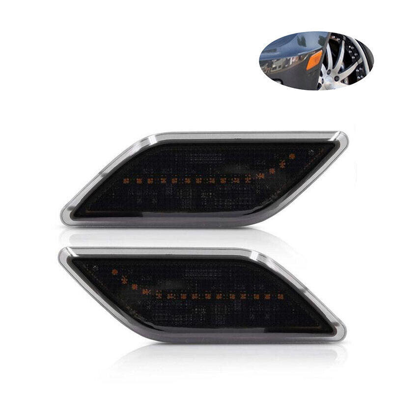 A pair of LED smoked front bumper side marker lights for the for Mercedes-Benz W212 E-Class