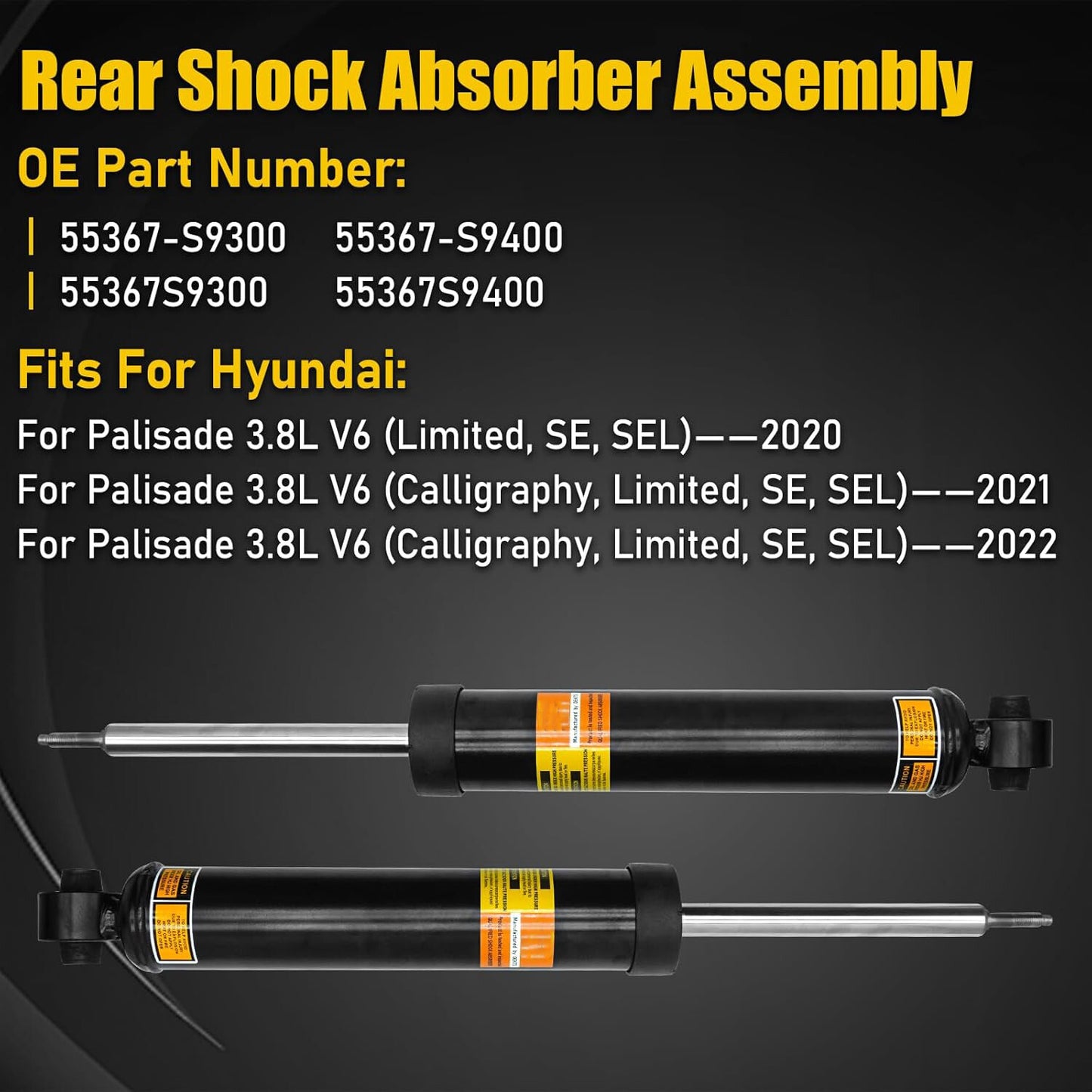Pair Self Leveling Rear Shock Absorber For 2020-22 for Hyundai Palisade 55367-S9300