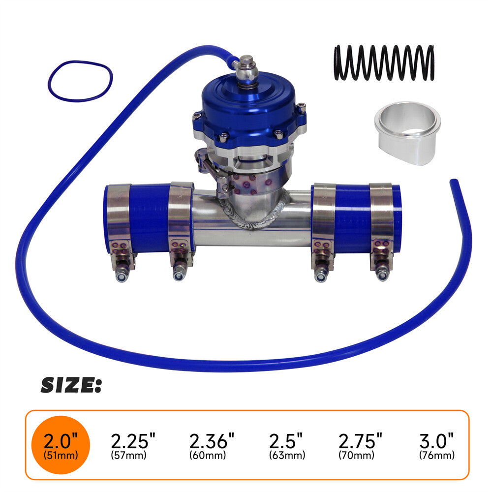 50MM 35PSI Boost V-Band Turbo Blow Off Valve BOV + 2'' Flange Pipe Hose Kit BL