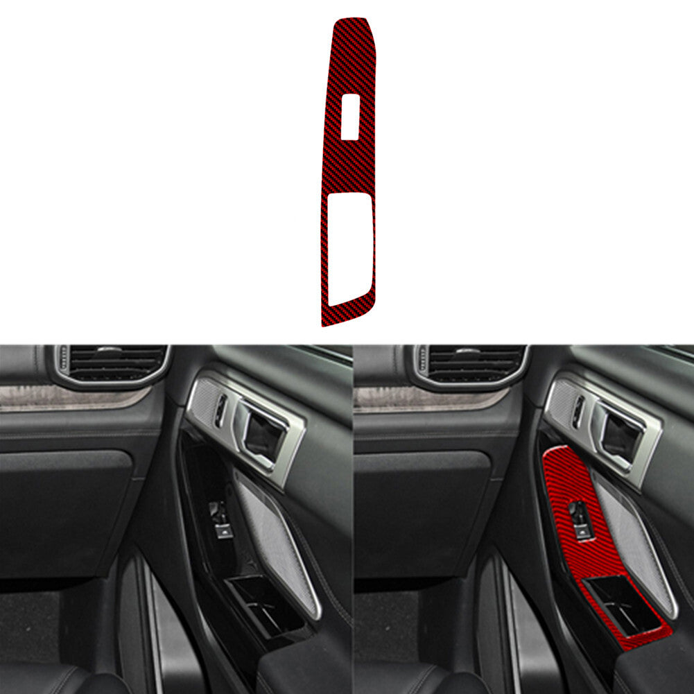 Red Carbon Fiber Passenger Side Door Switch Cover Trim for Ford Explorer 2020-23