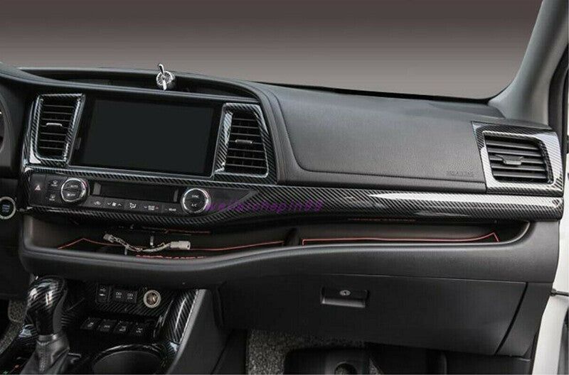 Carbon Fiber Dashboard Center Console Stripe Cover for Toyota Highlander 2014-19