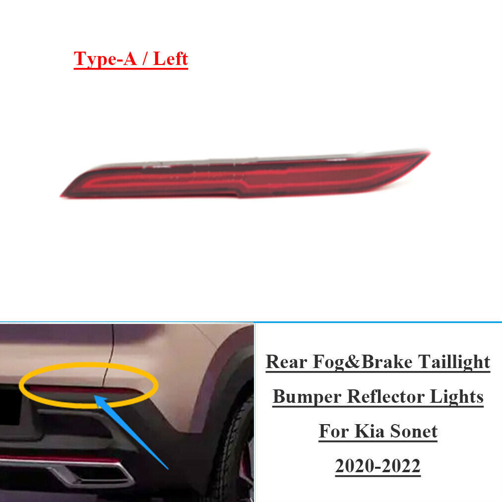 Rear FogBrake Taillight Bumper Reflector Lights for Kia Sonet 2020-2022 Left A
