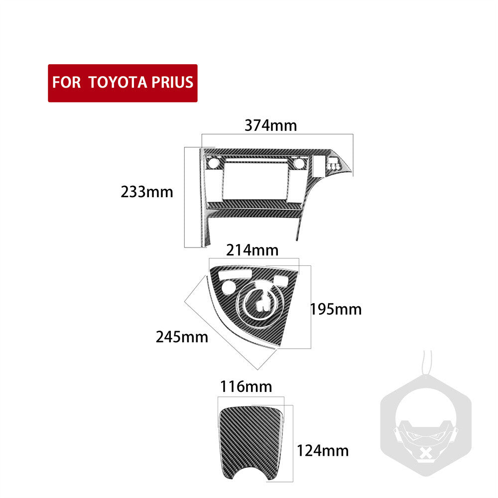 For Toyot@ Prius 2012-2015 RHD Console Gear Shift Set Trim Kit Carbon Fiber 8Pcs