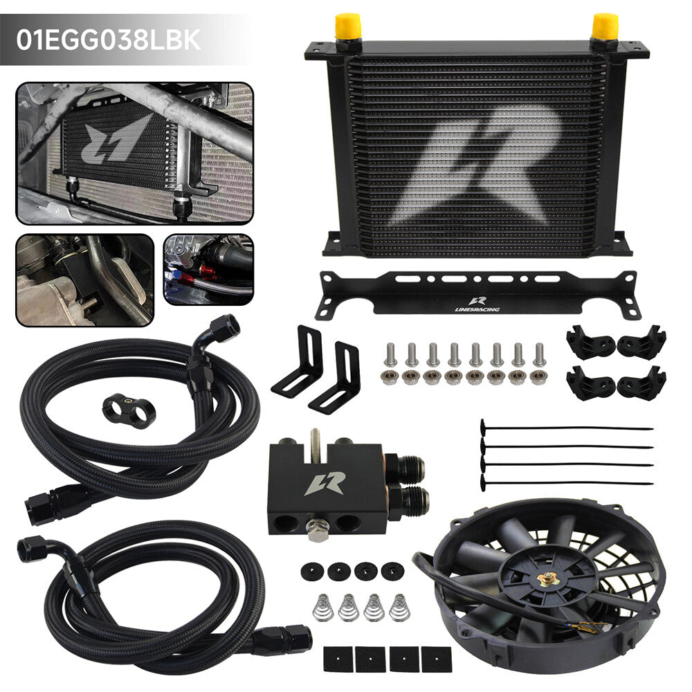 30 Row Oil Cooler Kit for BMW N54 135i E82 E90 335i 335xi E92 335is +7'' Fan BK