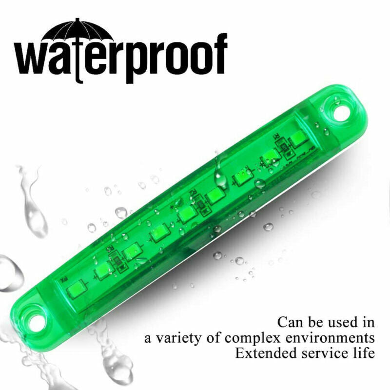 20x 4 Green LED Bus Truck Trailer Side Marker Indicators Lights Waterproof 12V