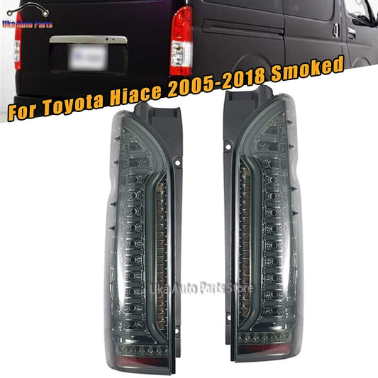 1 Pair LED Dynamic Tail Light Rear Brake Lamp for Toyota Hiace 2005-2018 Smoked